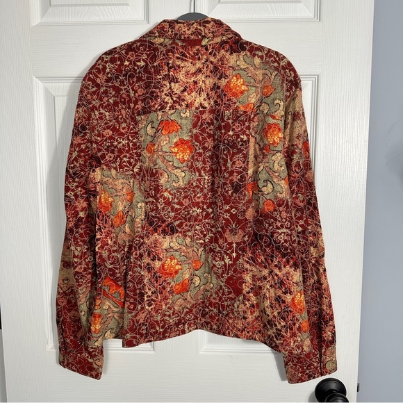 Coldwater Creek size 1X linen blend shirt/shacket, vibrant, embroidered, office - Picture 4 of 9